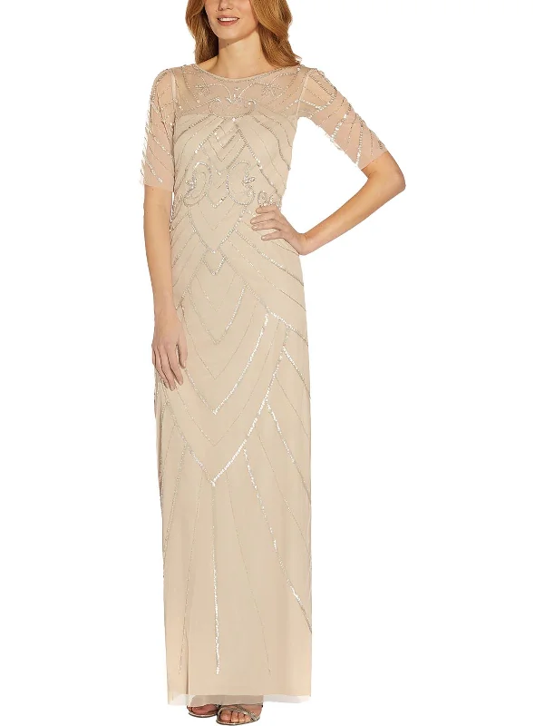 silk party dressesWomens Beaded Long Evening Dress