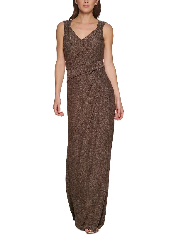 midi party dressesWomens Metallic Long Evening Dress