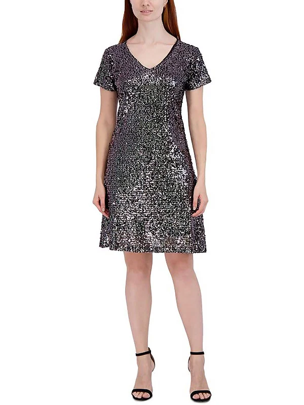 polka dot party dressesPlus Womens Sequined Knee Cocktail and Party Dress