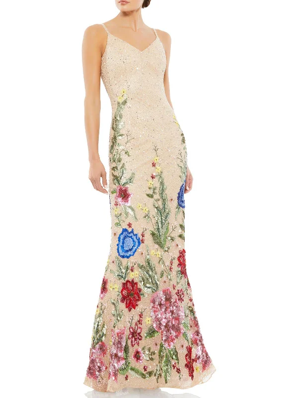 ball gown party dressesWomens Embellished Floral Evening Dress