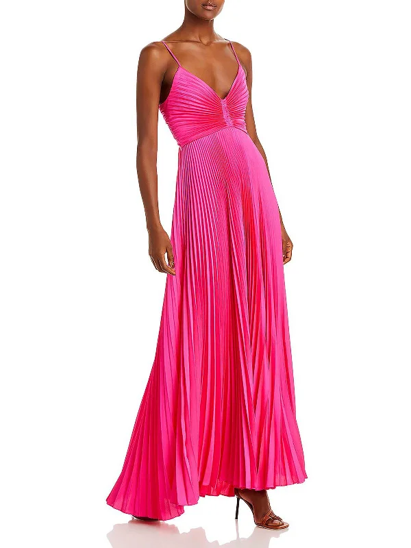 budget-friendly party dressesAries Womens Shutter Pleat Long Evening Dress