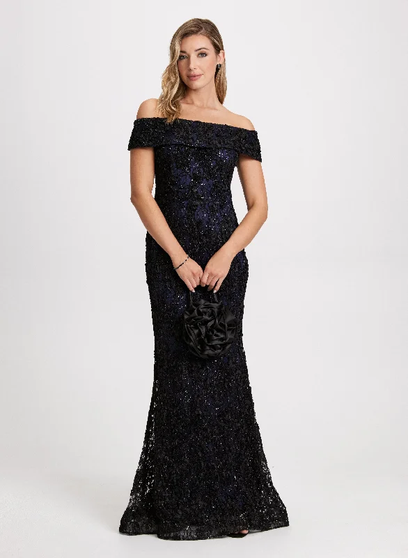 comfortable party dressesShimmering Lace Evening Dress