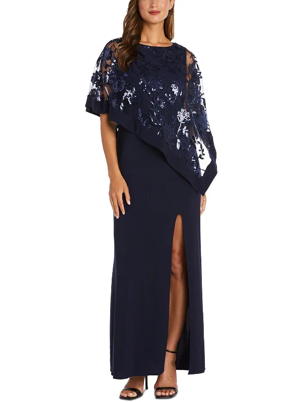 illusion-sleeve party dressesWomens Sequined Long Evening Dress