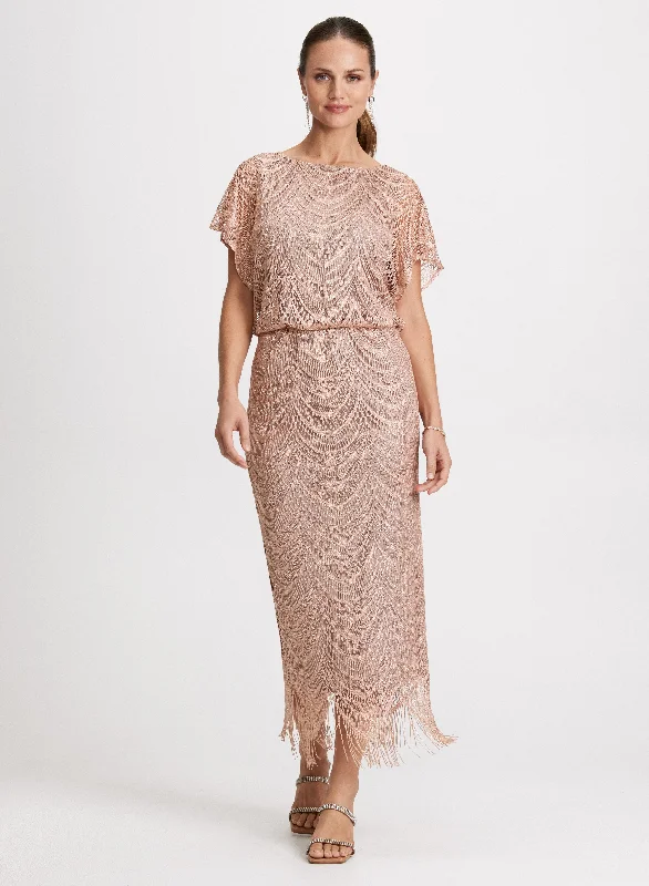 minimalist party dressesMetallic Crochet Evening Dress