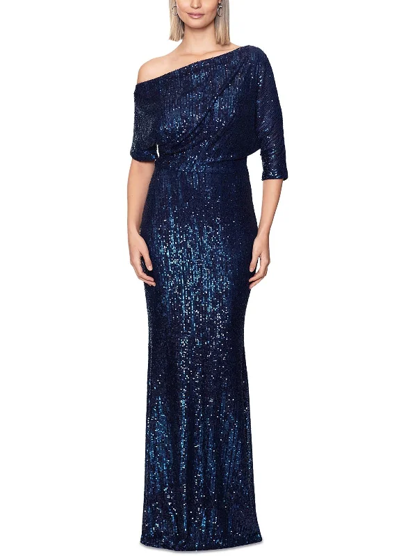 casual party dressesWomens Sequined One Shoulder Evening Dress