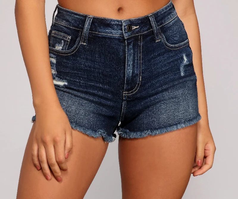 women's breathable shortsHigh-Rise Chic Cutoff Denim Shorts