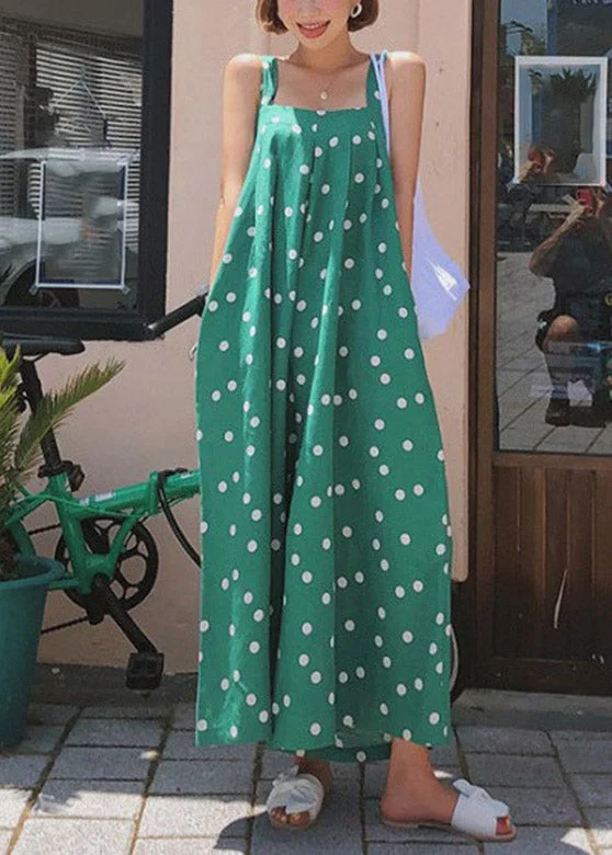 women's jumpsuits for fallFrench Green Slash Neck Print Chiffon Wide Leg Jumpsuits Summer