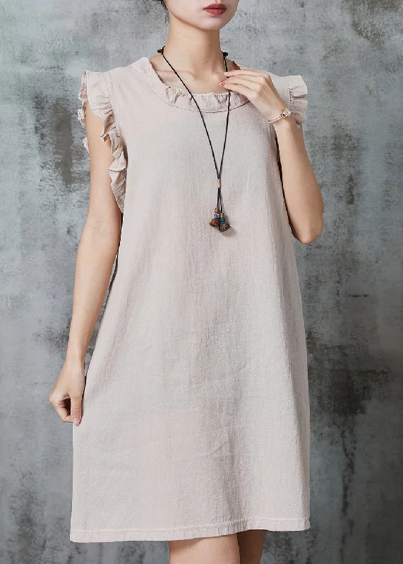 mini Mimi dresses for casual outingsBohemian Apricot Tie Waist Cotton Mini Dress Summer