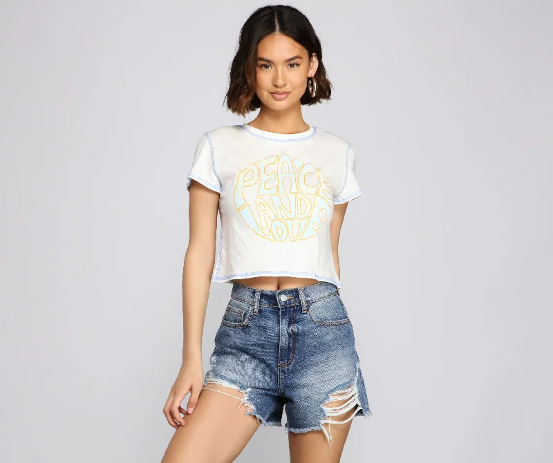 women's T-shirts for springPeace And Love Graphic Tee