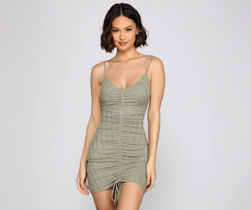 chic and comfortable Mimi dresses for all-day wearDrawn In With Charming Glam Ruched Mini Dress