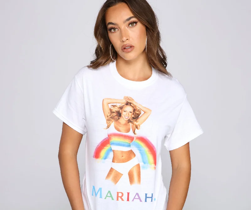 striped women's T-shirtsMariah Carey Rainbow Graphic Tee