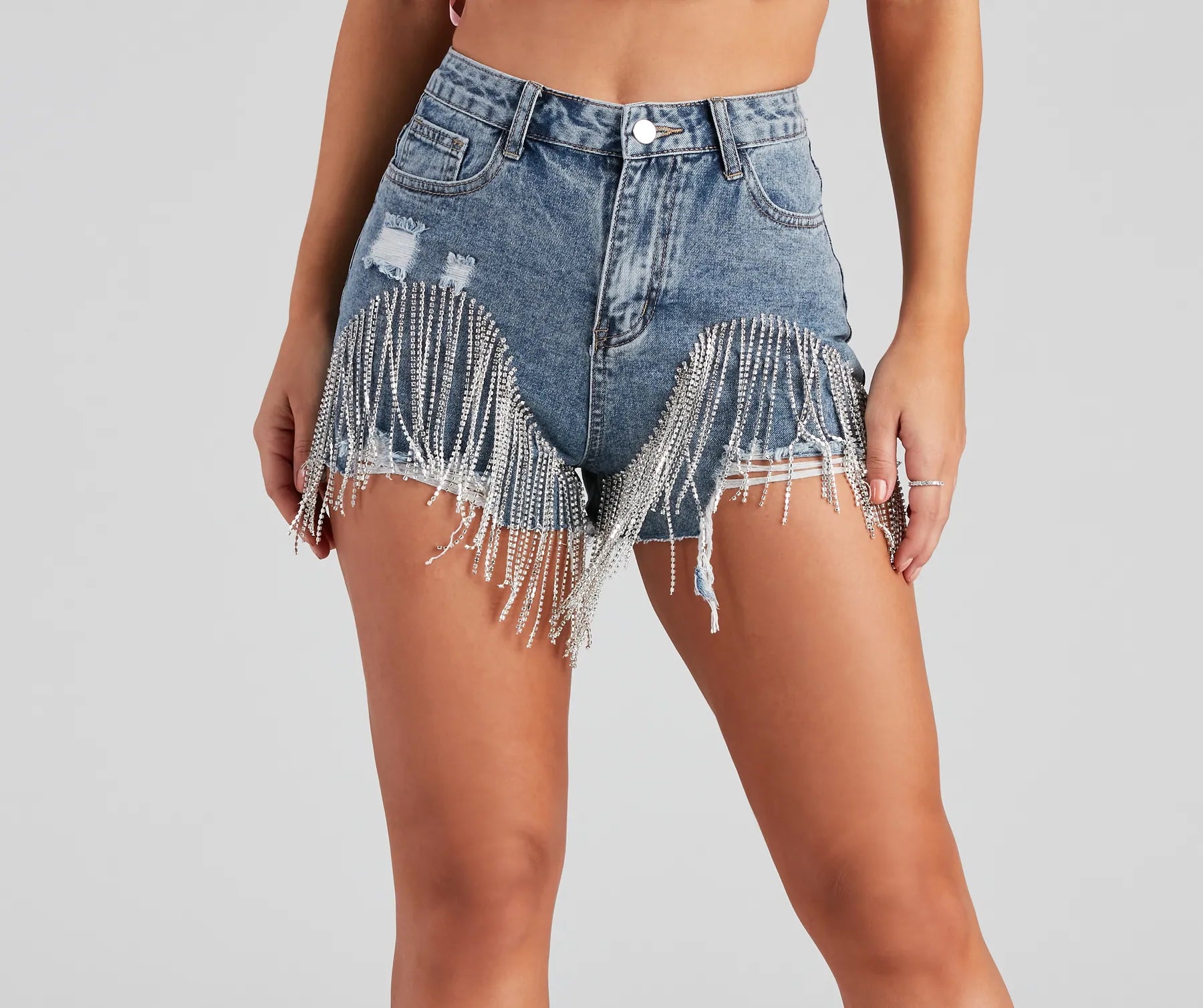 women's retro shortsThe Edge Of Fringe High Waist Denim Shorts