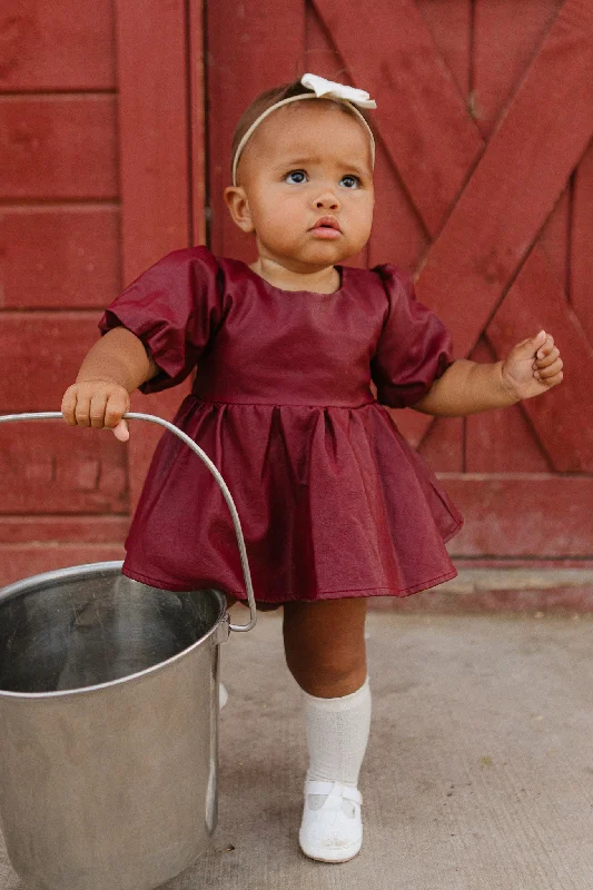 women's machine-washable dressesBaby Bebe Vegan Leather Dress Set in Oxblood