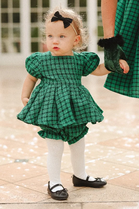 women's everyday dressesBaby Cupcake Dress Set in Bright Green Plaid - FINAL SALE