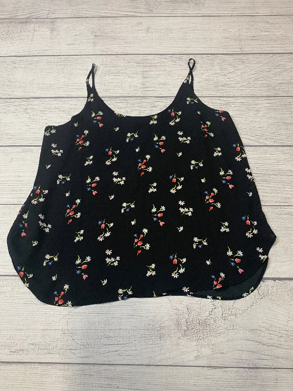 trendy women's topsBlack Floral Top Sleeveless Loft, Size Xl