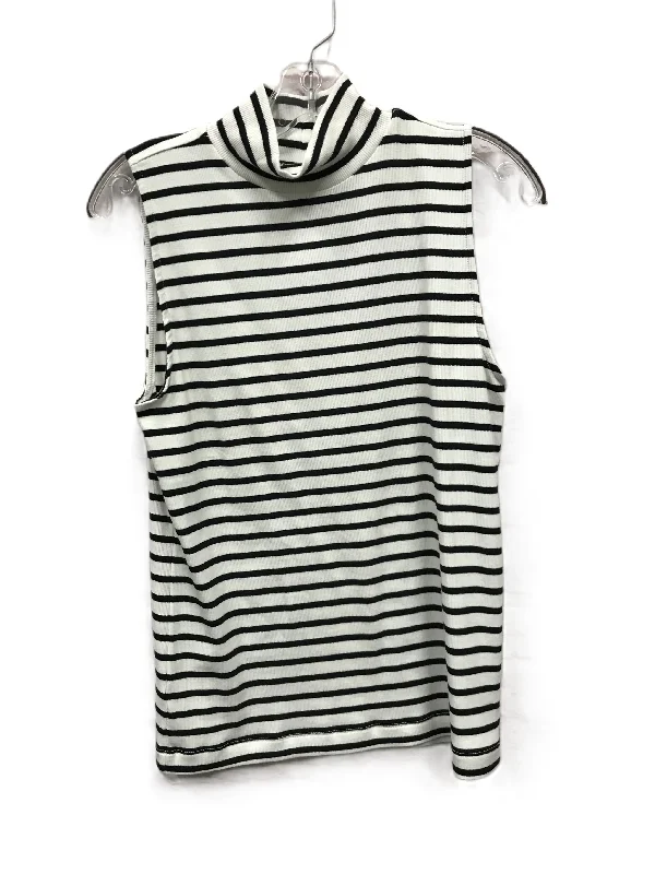 women's tops in solid colorsBlack & White Top Sleeveless By Loft, Size: L