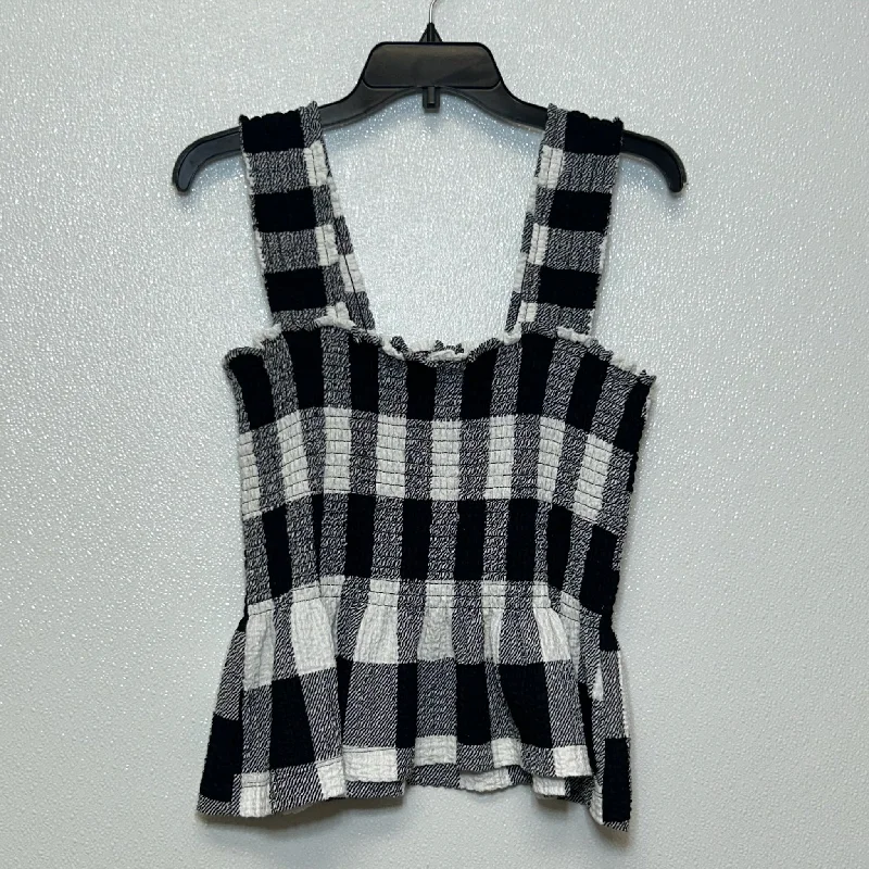 women's tops with lace-up frontsBlack White Top Sleeveless Loft, Size M