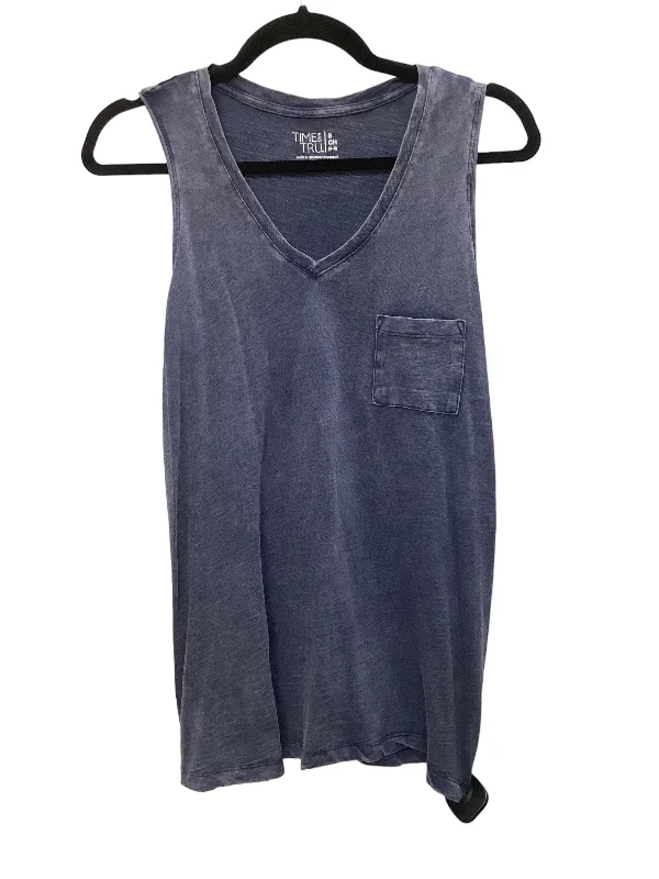 affordable women's topsBlue Top Sleeveless Basic Time And Tru, Size S