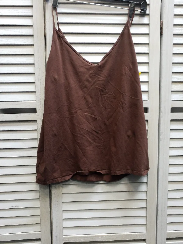 women's tops for cozy nights inBrown Top Sleeveless Basic Loft, Size Xl