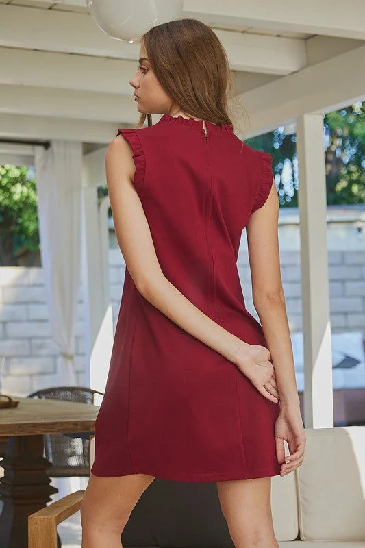 women's versatile dressesBurgundy Tunic Dress