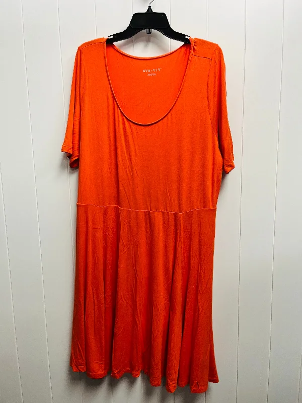 women's shift dressesDress Casual Short By Ava & Viv In Orange, Size: 1x