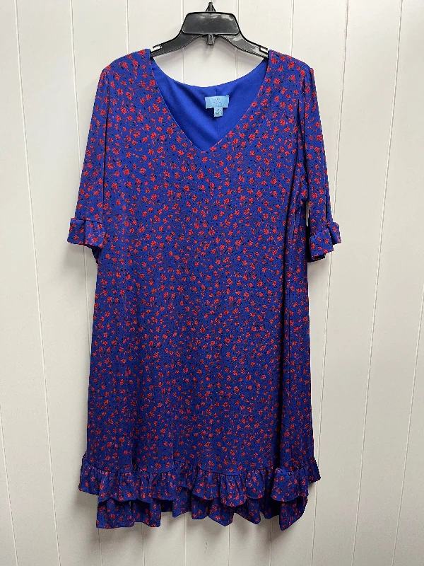 women's wrap dressesDress Casual Short By Cece In Blue & Red, Size: 1x