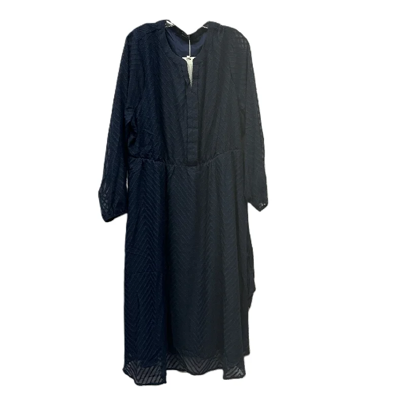 women's long-sleeved dressesDress Casual Short By Cme In Navy, Size: 3x