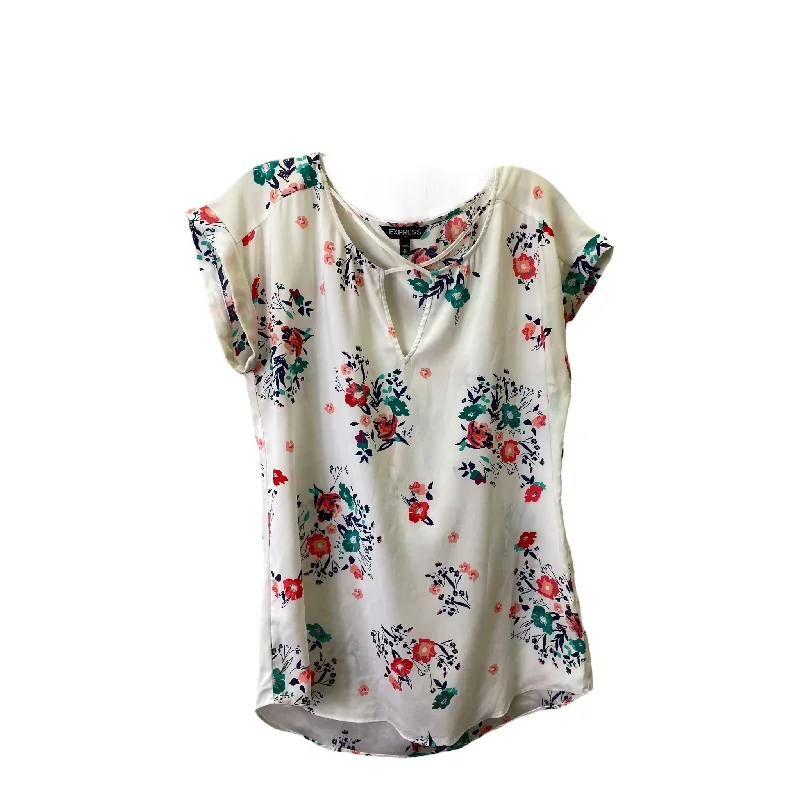 women's tops with sequin embellishmentsFloral Print Top Sleeveless By Express, Size: M