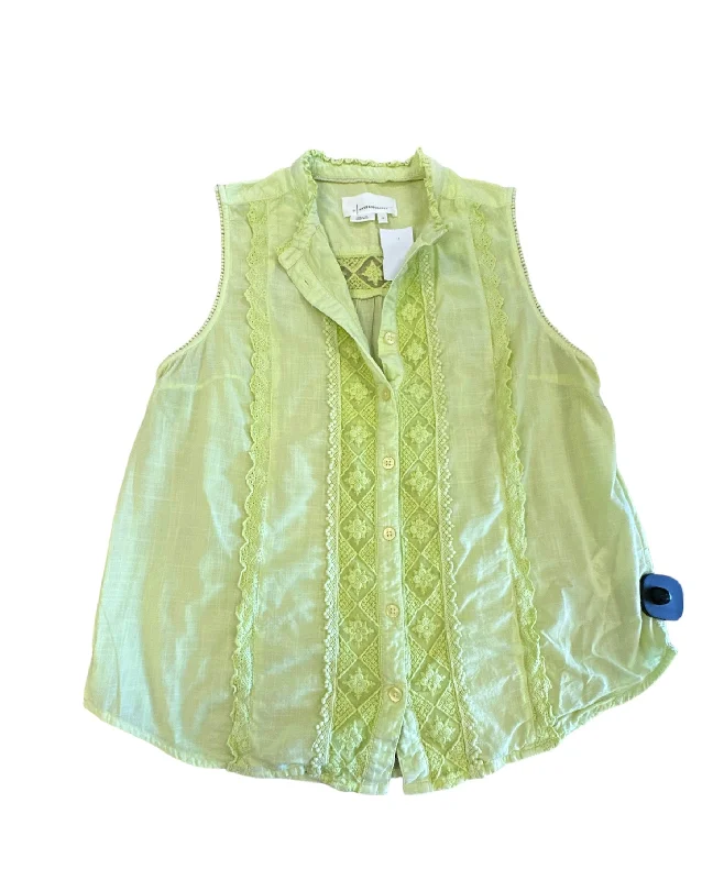 women's stylish topsGreen Top Sleeveless Anthropologie, Size M