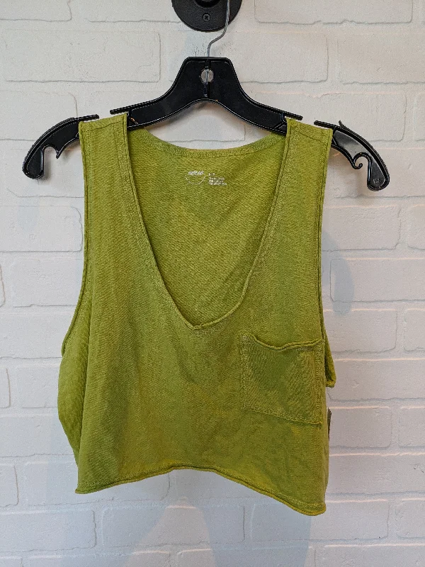 women's tops for those who want to add a bit of flair and personality to their looksGreen Top Sleeveless Basic Aerie, Size M