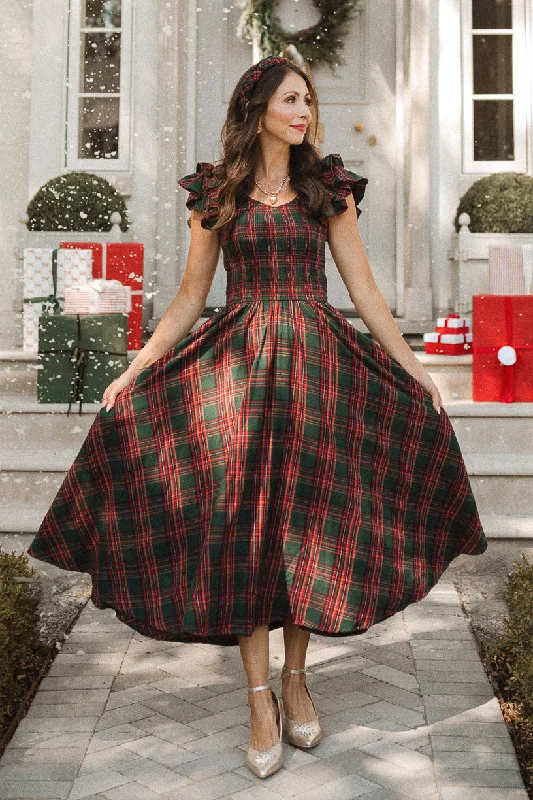 women's travel dressesHattie Dress in Green Plaid