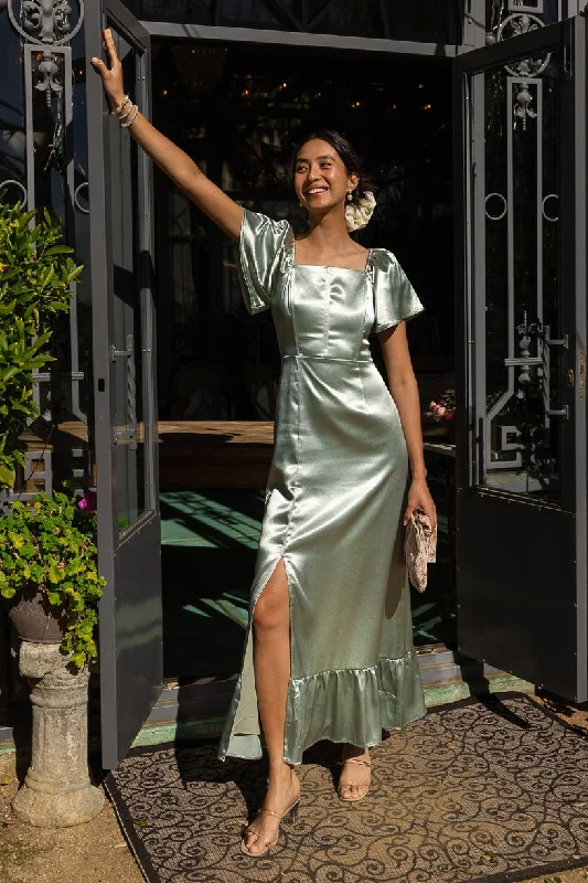 women's limited-edition dressesMaddie Dress in Sage Satin