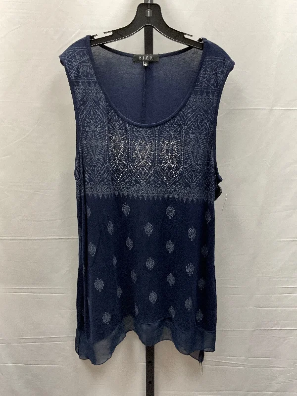 women's tops for date nightsNavy Top Sleeveless Bleu, Size L