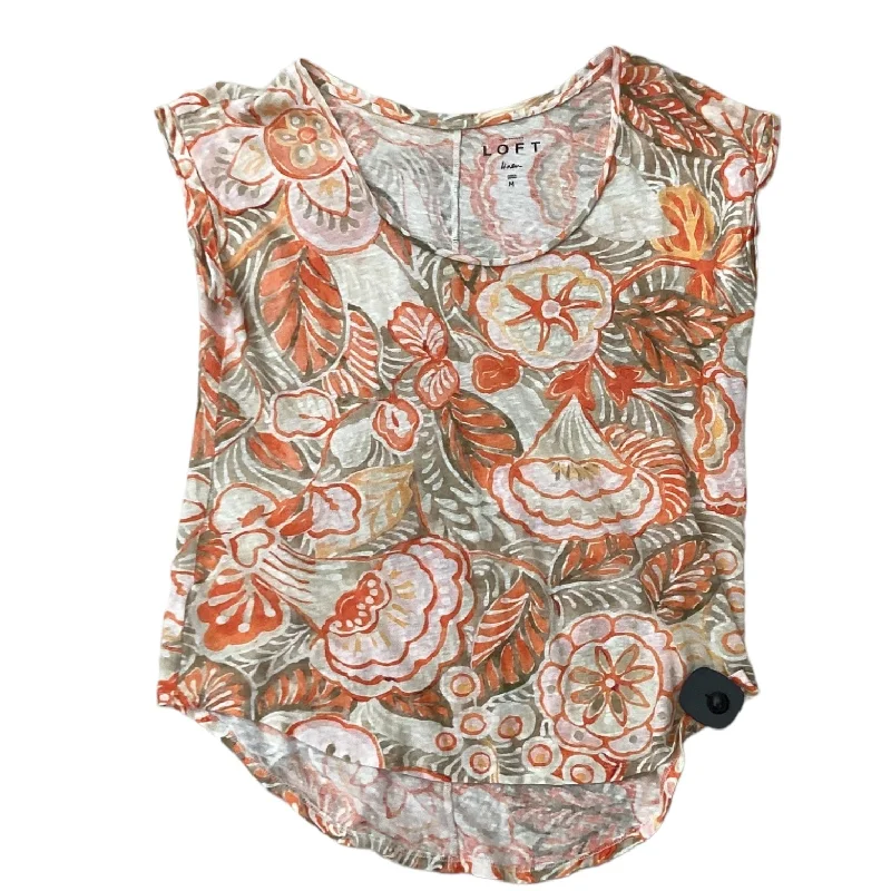 women's tops with built-in brasOrange & Pink Top Sleeveless Loft, Size M