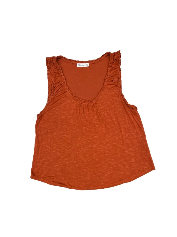 women's tops for vintage fashion enthusiastsOrange Top Sleeveless 89th And Madison, Size L