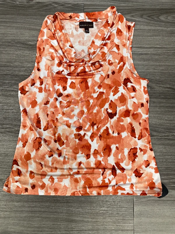 women's tops for smart casual looksOrange & White Top Sleeveless Dana Buchman, Size L