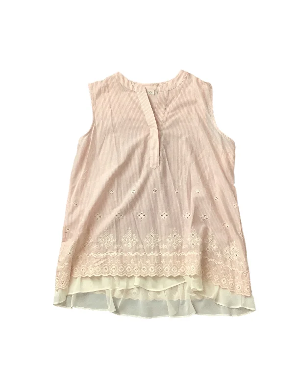 women's tops with sheer overlaysPink Top Sleeveless Basic Logo, Size L