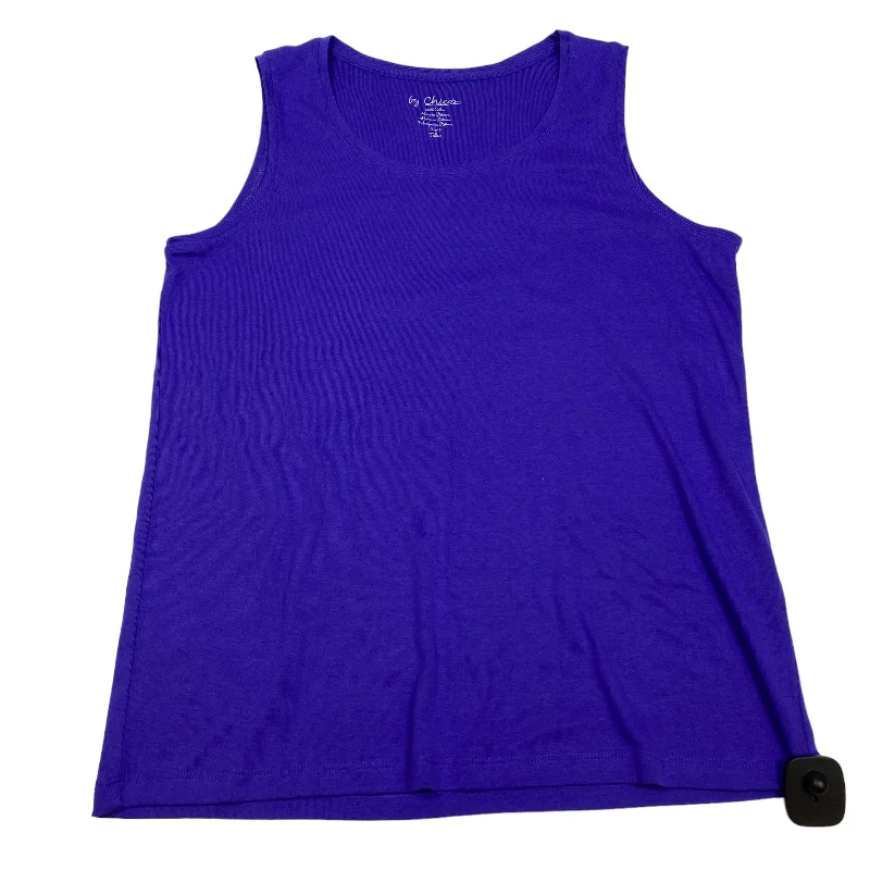 women's tops made from cottonPurple Top Sleeveless Basic Chicos, Size Xl