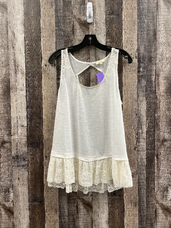 women's tops with ruffled hemsWhite Top Sleeveless Kori America, Size S