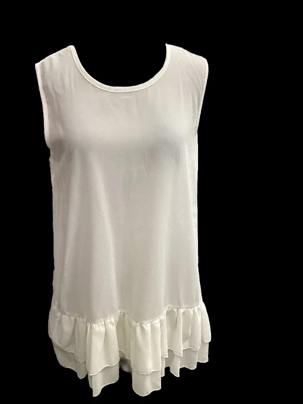 women's tops for those who appreciate subtle and muted tonesWhite Top Sleeveless Simply Couture, Size Xl