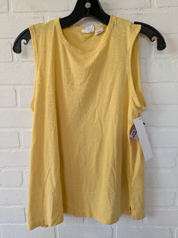 women's tops made from cottonYellow Top Sleeveless C And C, Size M