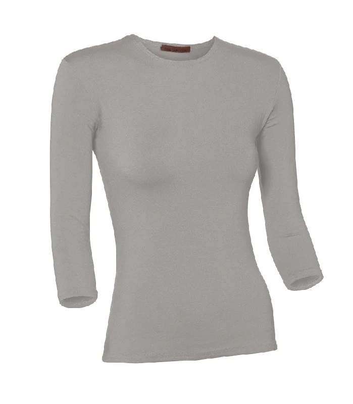 PB&J Ladies Modal 3/4 Sleeve Shell - Light Gray