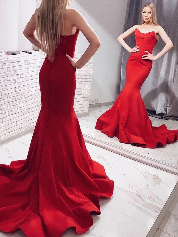 high-low prom dressesNewest 2020 Mermaid Long Prom Dresses, Popular Strapless Prom Dresses