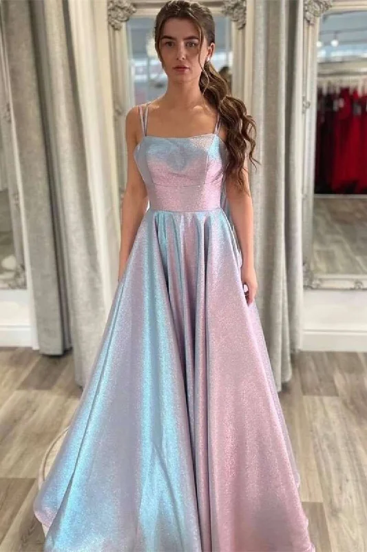 off-shoulder prom dressesRainbow Ray Multi Straps Cross Back A-Line Prom Dress