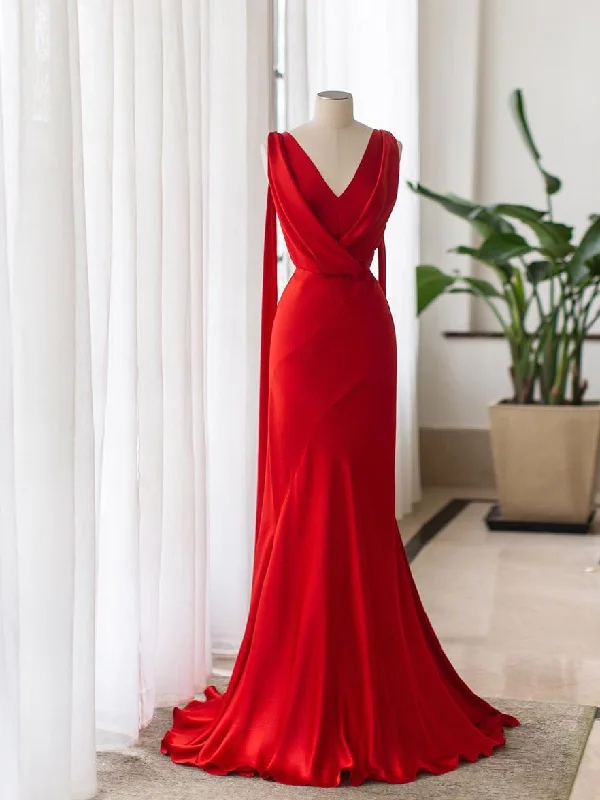 beaded prom dressesRed Shemmering Long Prom Dresses, Elegant prom Dresses, Formal Dresses