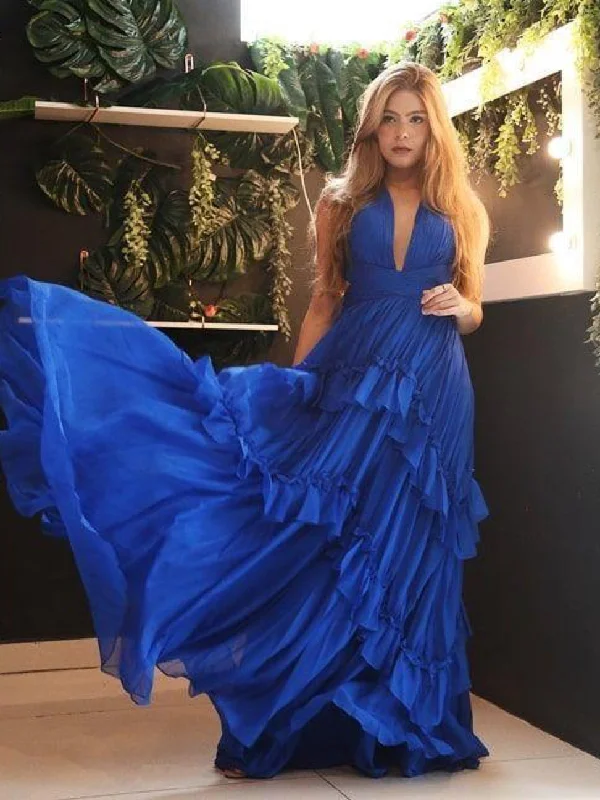 sweetheart neckline prom dressesRoyal Blue Chiffon Prom Dresses, Long Prom Dresses, Simple Long Prom Dresses