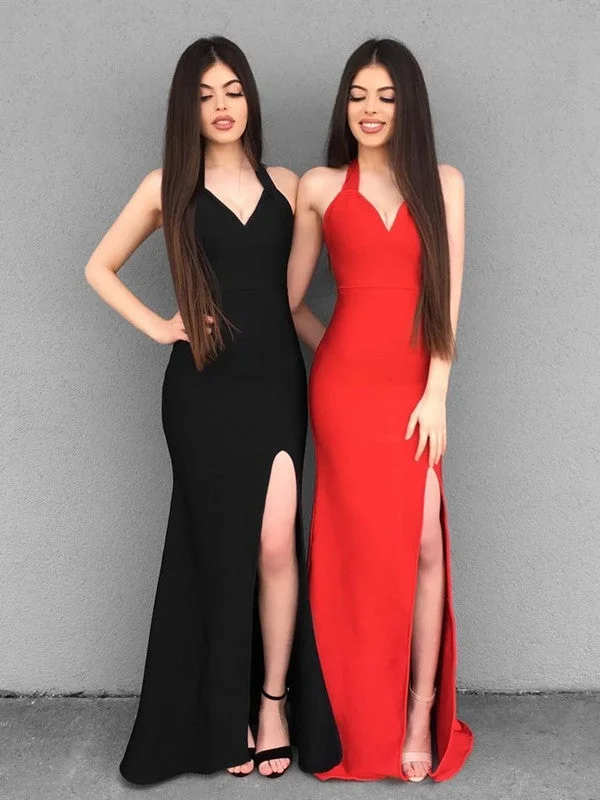 prom dresses for short girlsSimple Halter Long Prom Dresses, 2020 Mermaid Long Prom Dresses