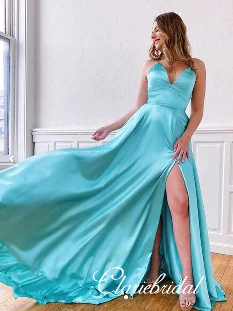 prom dress cleaningSimple Light Blue Prom Dresses, Side Slit Prom Dresses, Long Prom Dresses, 2020 Prom Dresses