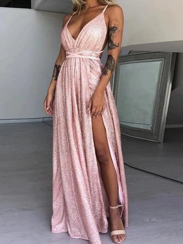 animal print prom dressesSpaghetti Straps Sequins Long Prom Dresses, Affordable Newest Prom Dresses