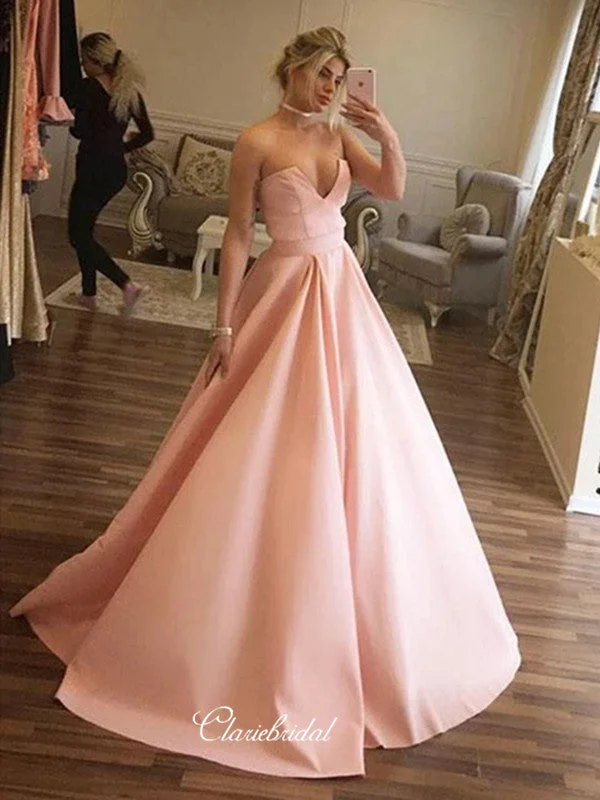 glamorous prom dressesStrapless A-line Prom Dresses, Affordable Long Prom Dresses, Fancy Prom Dresses